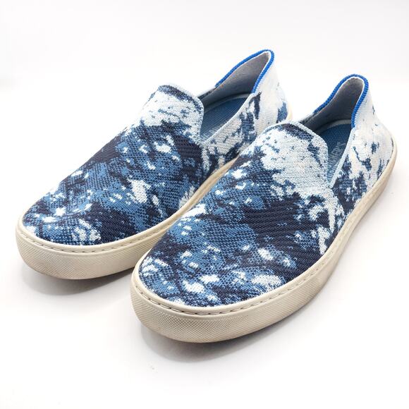 Rothys The Sneaker Shibori Blue Knit Size 9 Coastal Prep Casual Comfort - Picture 2 of 8